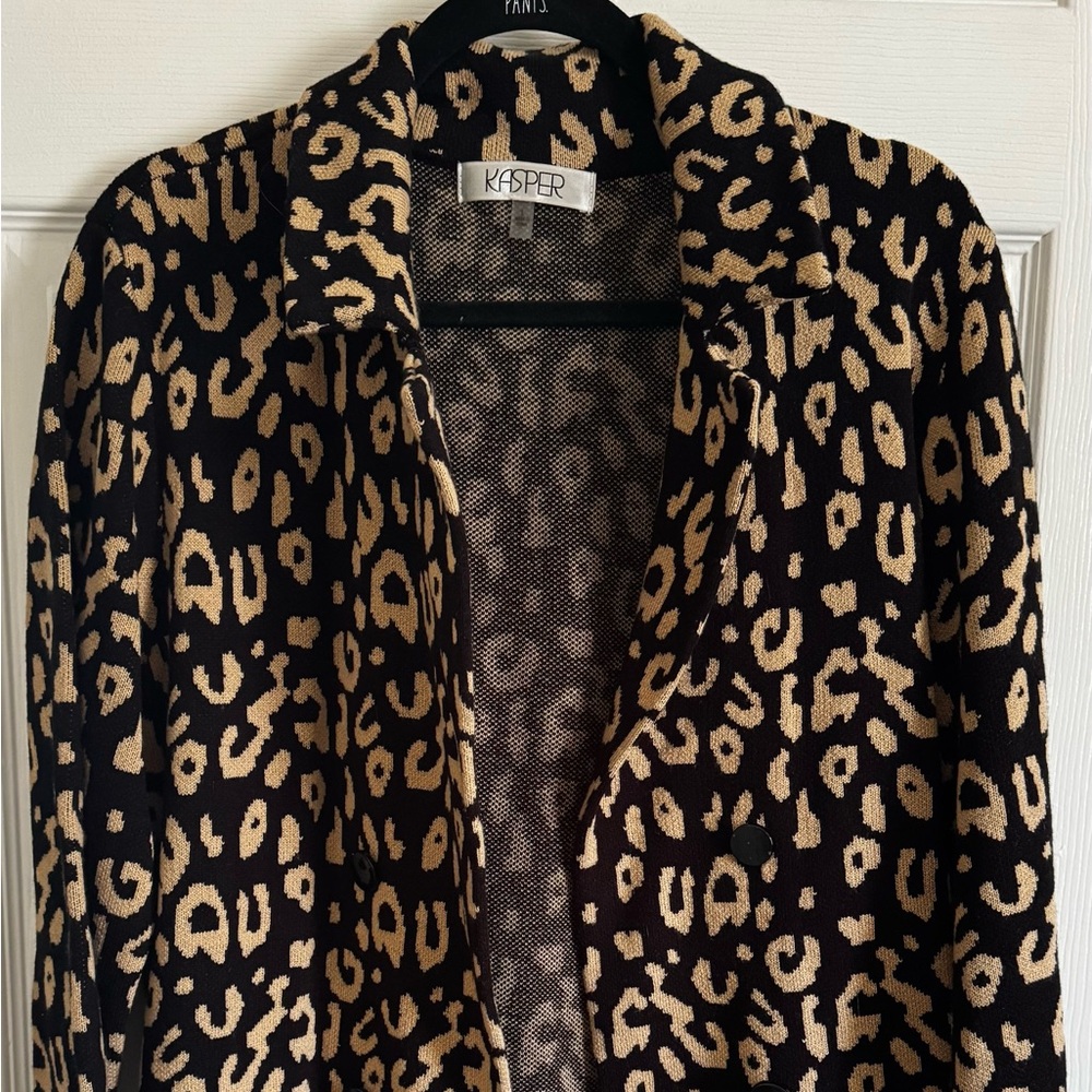 Kasper Women's Animal Print Blazer - Black and Tan